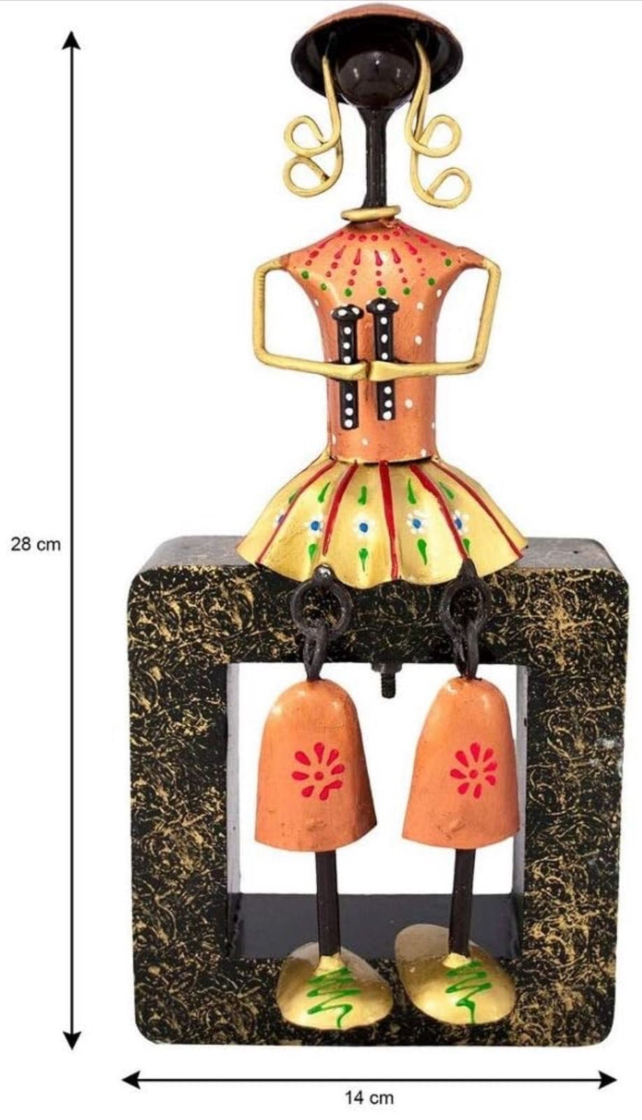 Multi colour metal sitting musician figurine